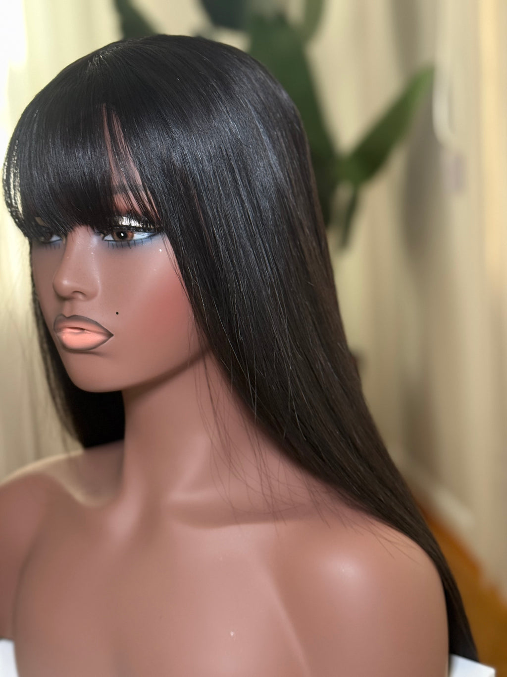 She BANG bone straight Vietnamese wig with bangs - side view