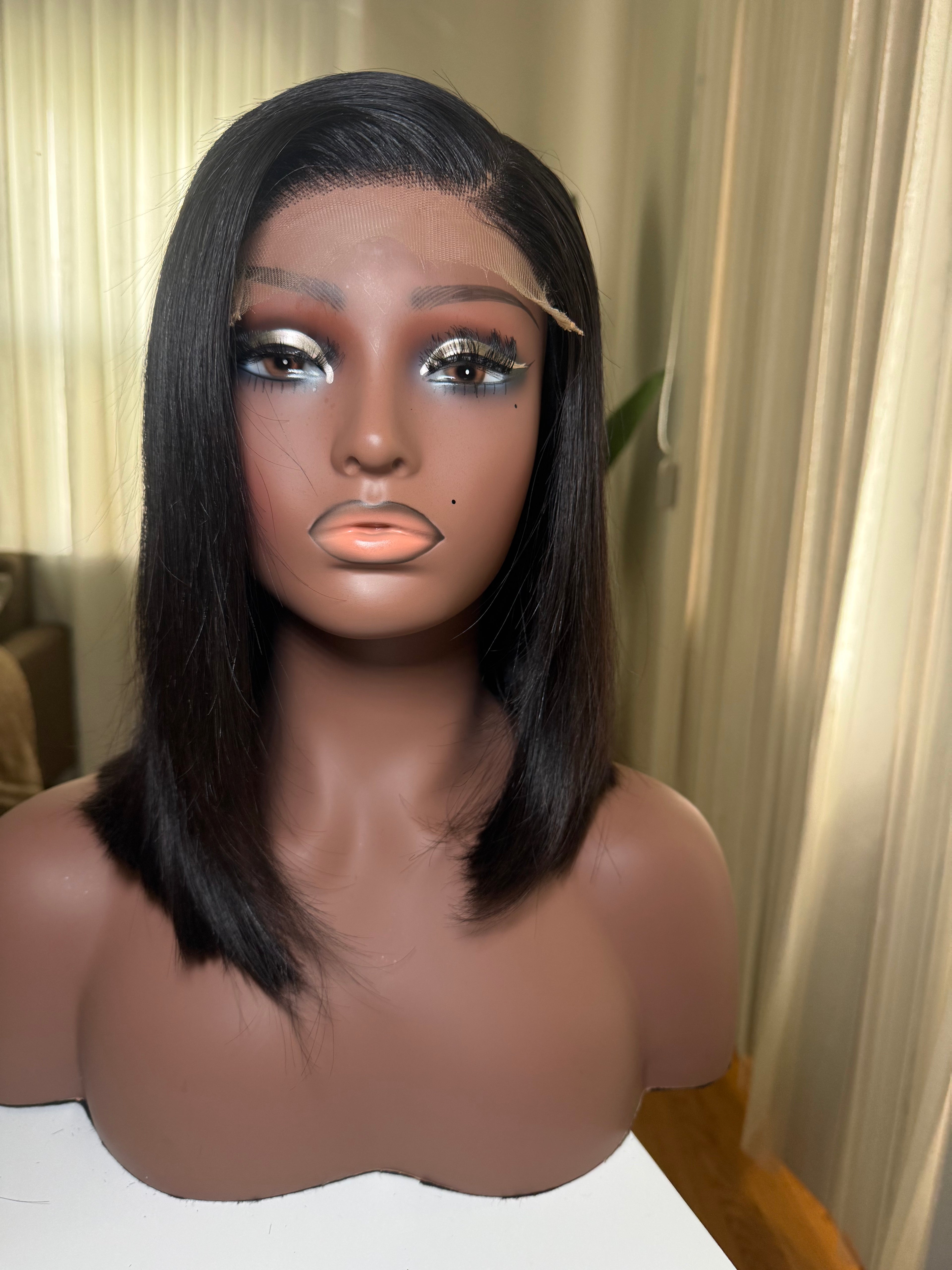 Side Her Vietnamese baby thin hair wig - front view