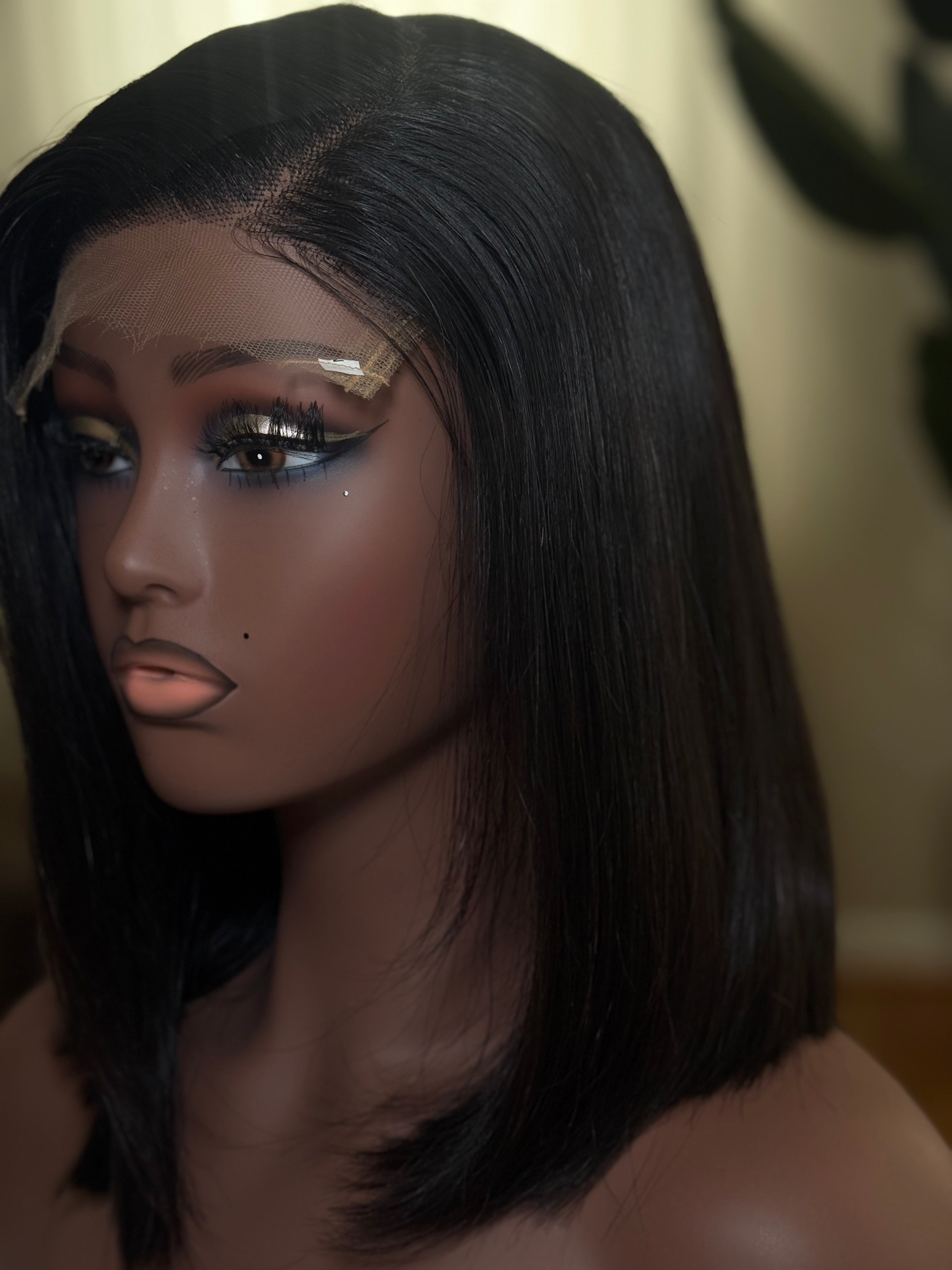 Side Her Vietnamese baby thin hair wig - side view with lace