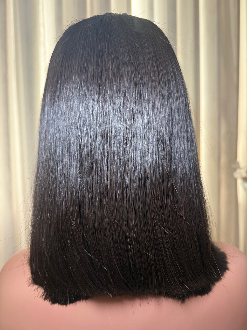 Side Her Vietnamese baby thin hair wig - back view