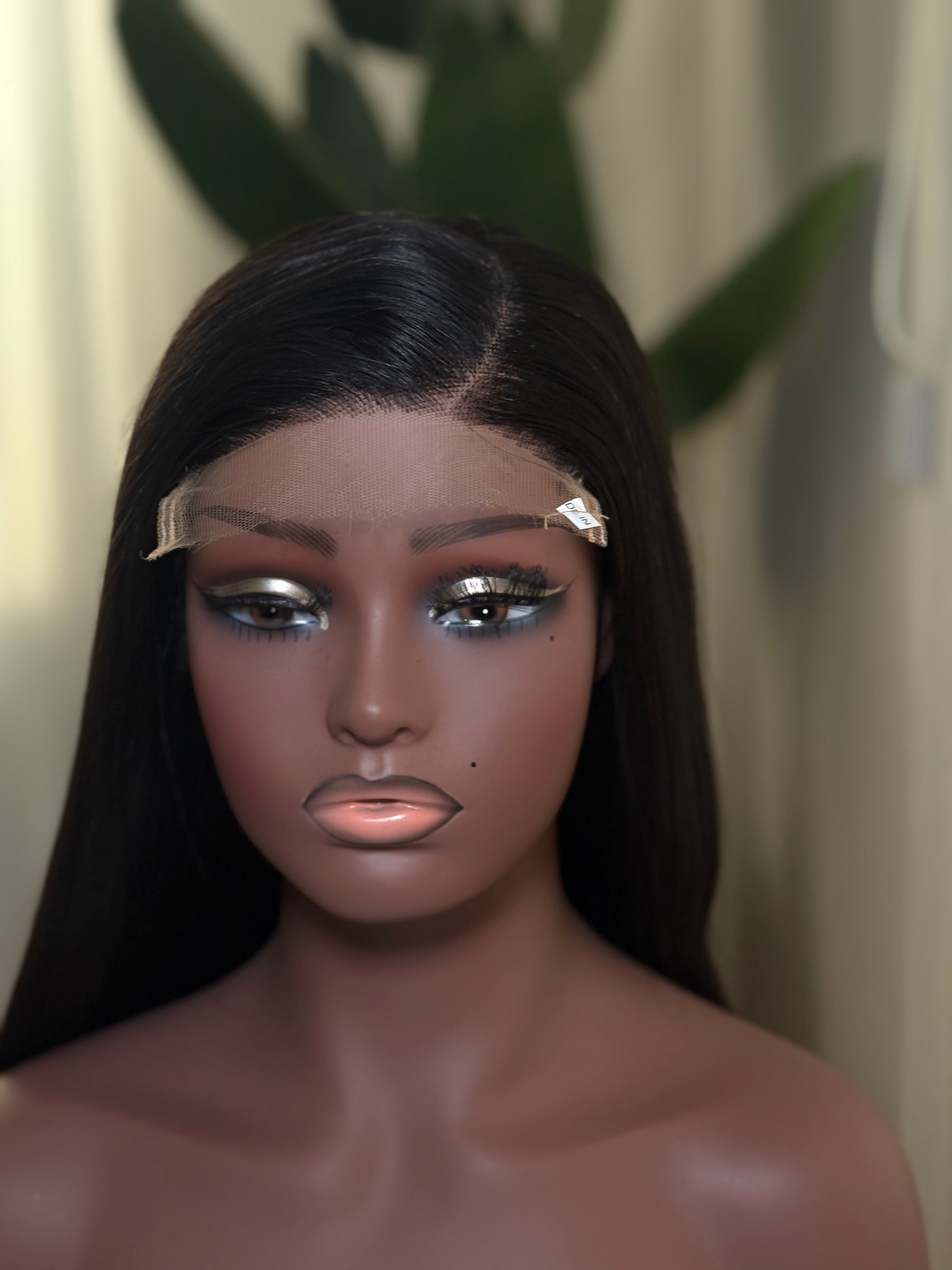 HER Vietnamese bone straight wig - side view on mannequin